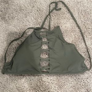 Green high neck bathing suit top